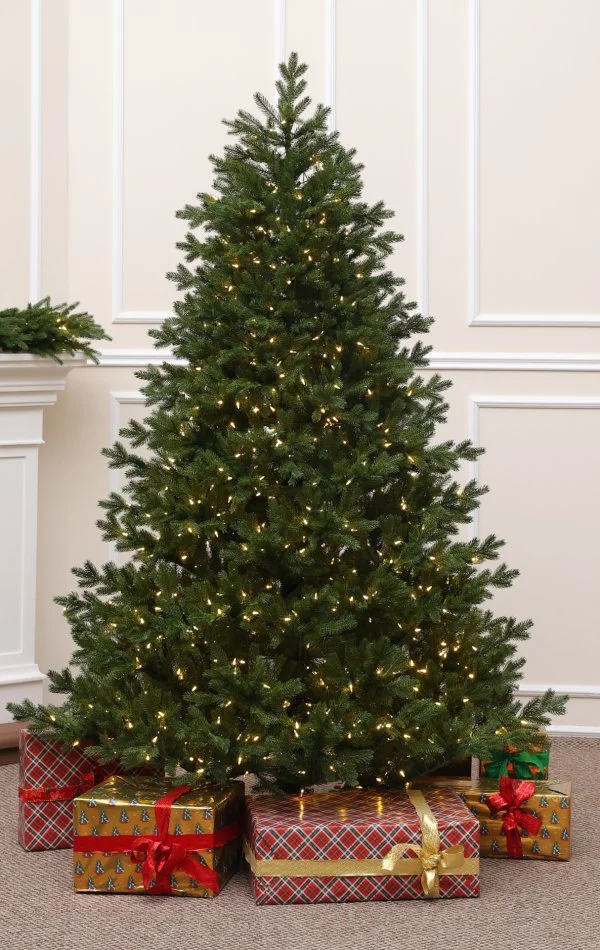Brad artificial de lux cu ace 230 cm, Full 3D Grandis Fir cu iluminare 1100 LED-elegantă naturală cu lumini