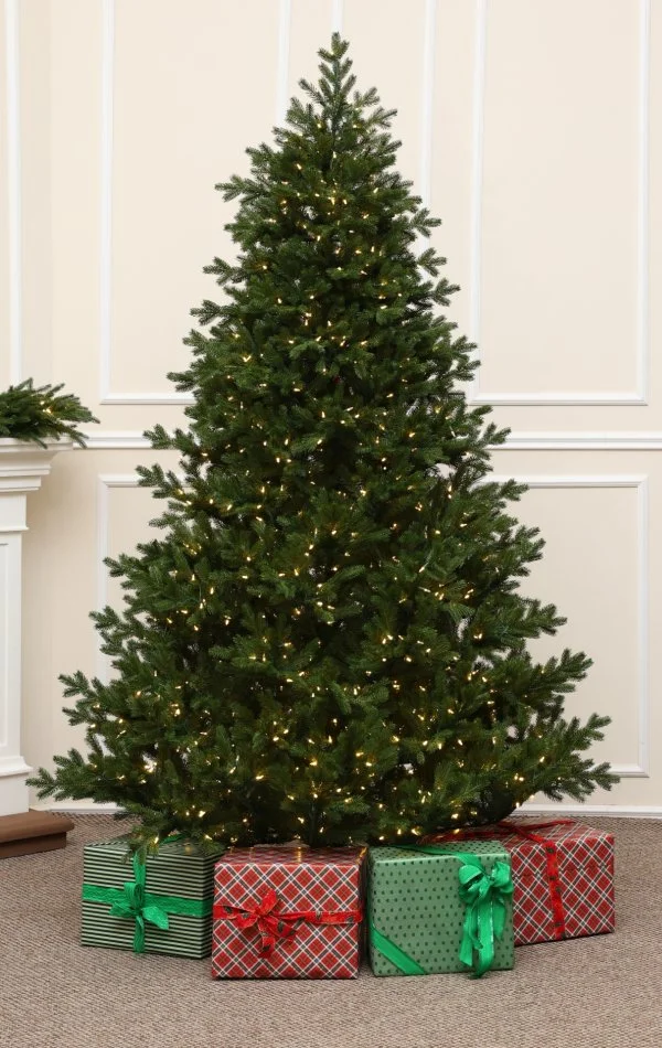  Brad artificial de lux cu ace 260 cm, Full 3D Grandis Fir cu iluminare 1400 LED elegantă naturală cu lumini
