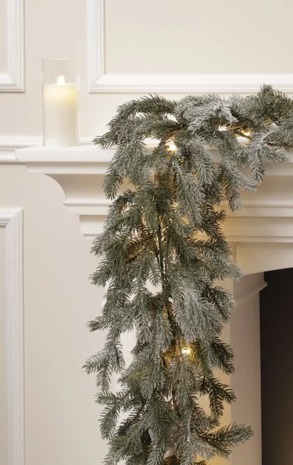 Weihnachtsgirlande mit Schnee 50 LED 270 cm–White Angel