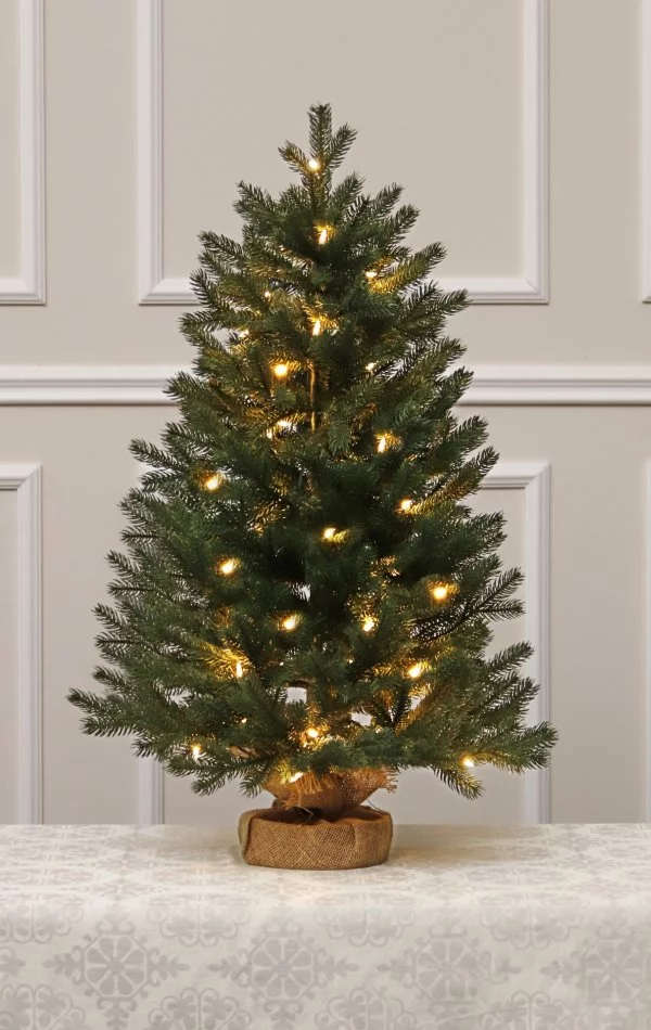 Weihnachtsbaum im Topf-50 LED-90 cm-100% Spritzguss Nadeln-Sherwood Spruce