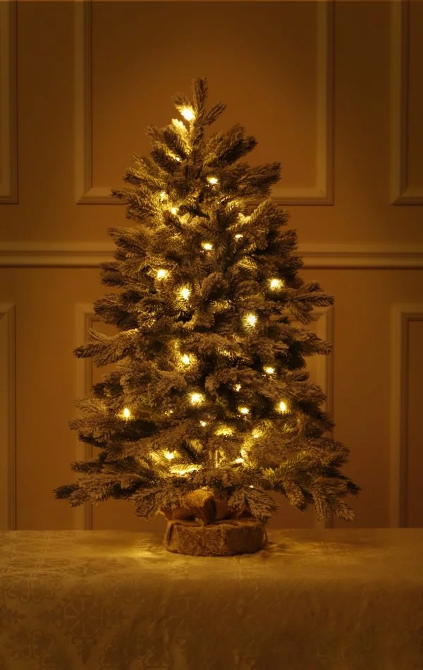 Künstlicher Weihnachtsbaum im Topf mit Schnee 90 cm-50 LED-100% Spritzguss Nadeln- White Angel