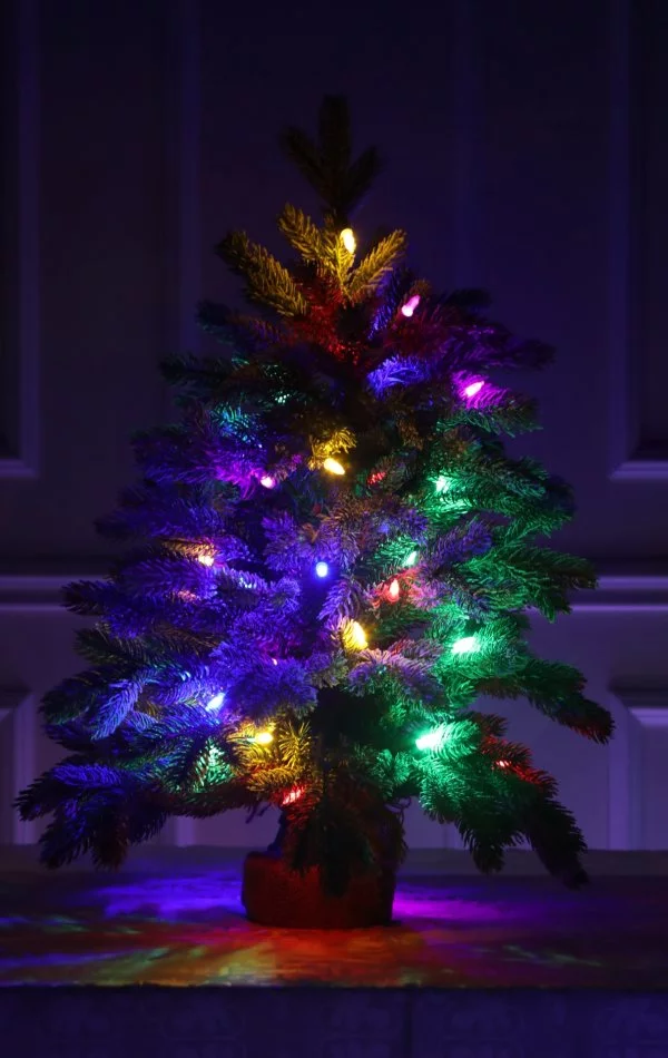 Weihnachtsbaum im Topf mit Schnee 30 LED bunt-68 cm White Angel
