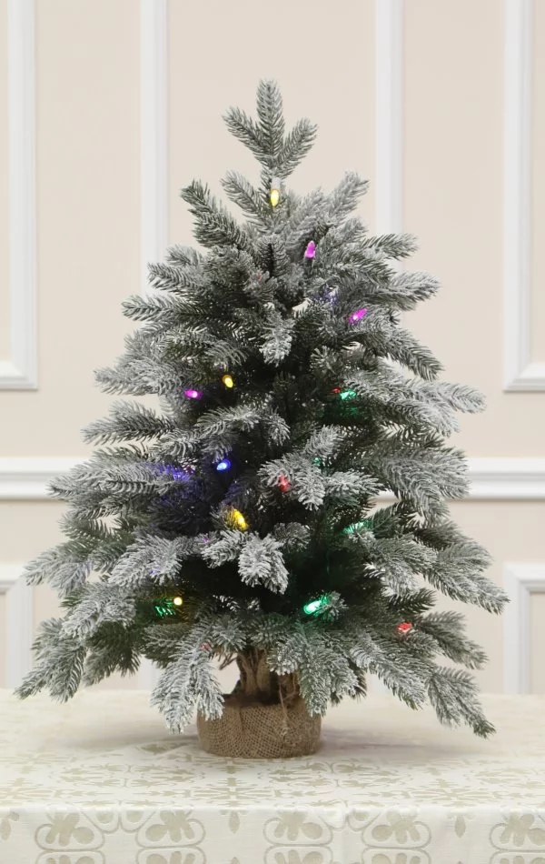 Weihnachtsbaum im Topf mit Schnee 30 LED bunt-68 cm White Angel